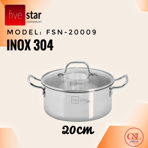 Nồi inox Fivestar 3 lớp inox 304 đun từ 20cm fsn20009
