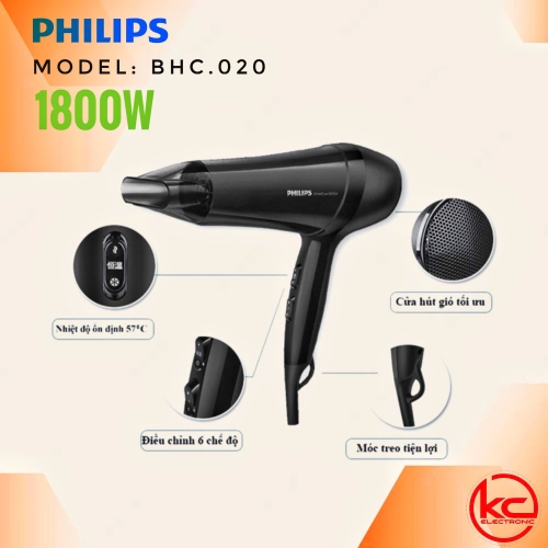 Máy sấy tóc Philips 2 chiều nóng lạnh BHC020 1800W